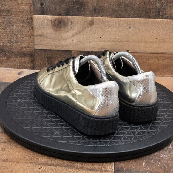 MICHAEL KORS TREVOR LACE UP WOMENS CASUAL SHOES GOLD PATENT LEATHER SIZE 8M - Picture 6 of 9